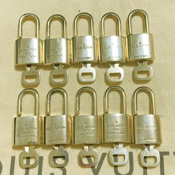 LOUIS VUITTON LV 10 SET PADLOCK KEY CHARM CADENA GOLD-PLATED FRANCE 37PDA285