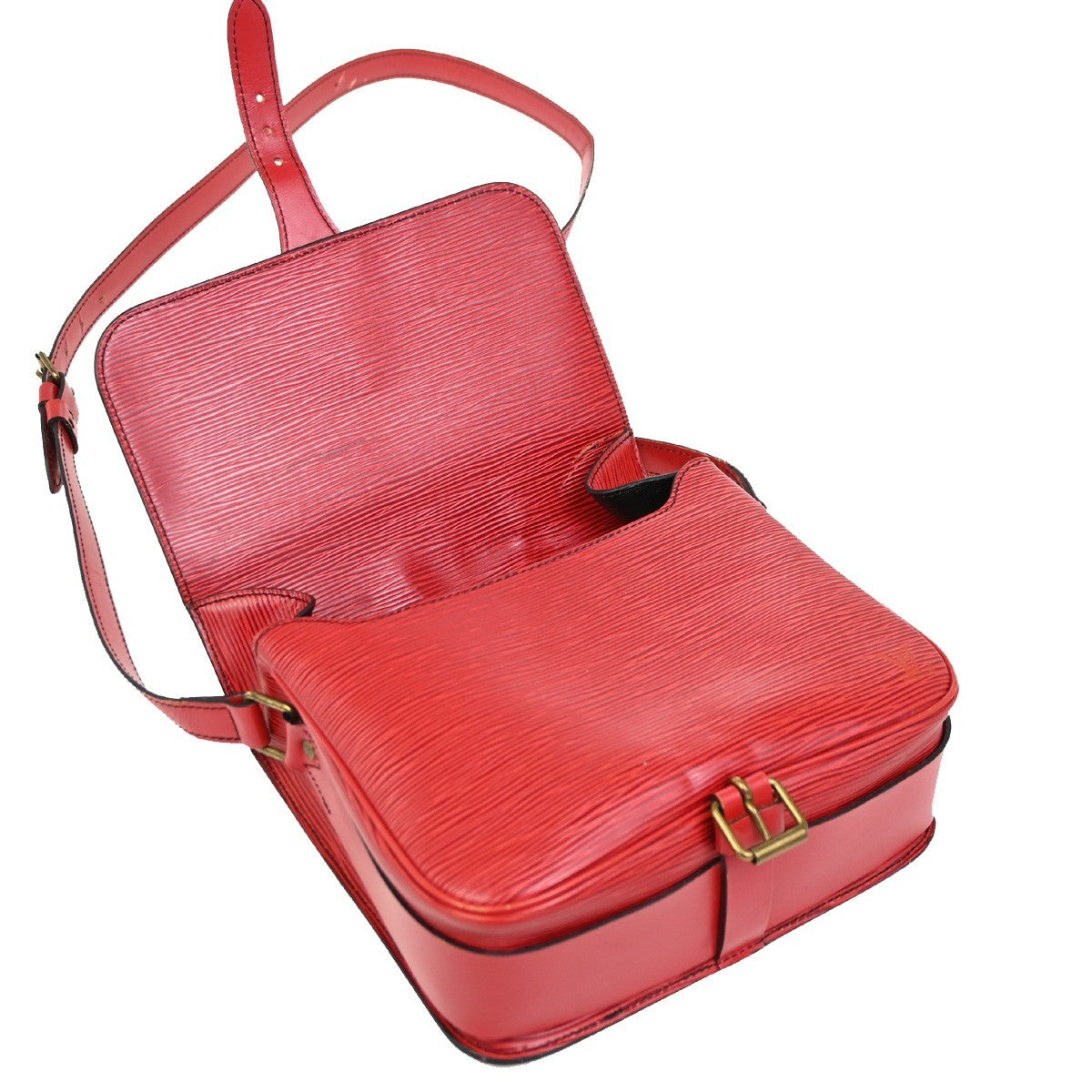 LOUIS VUITTON LV Cartouchiere Shoulder Bag Epi Leather Red Gold M52247 83DA247