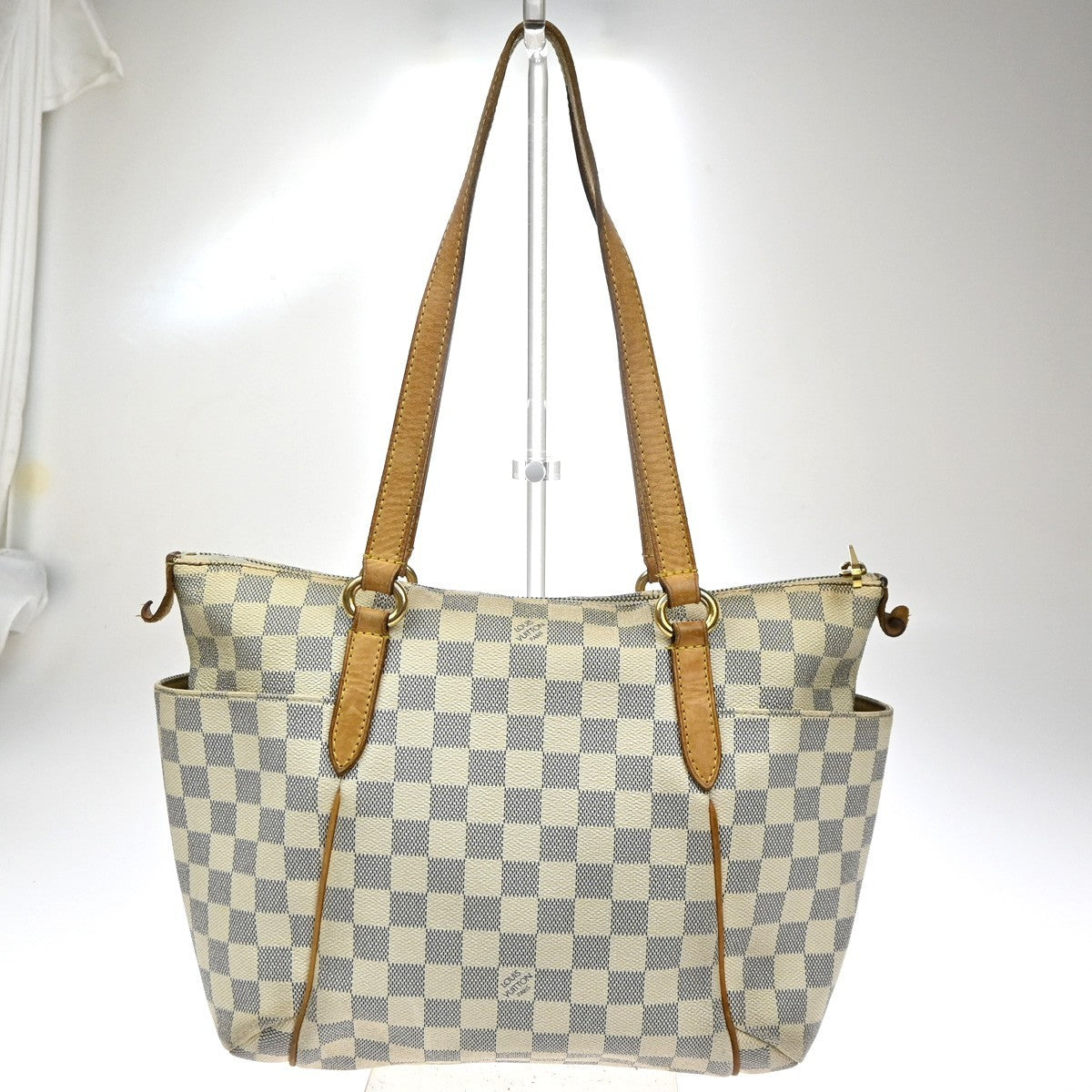 LOUIS VUITTON Totally MM Shoulder Bag Damier Azur Leather White N51262 86PA028