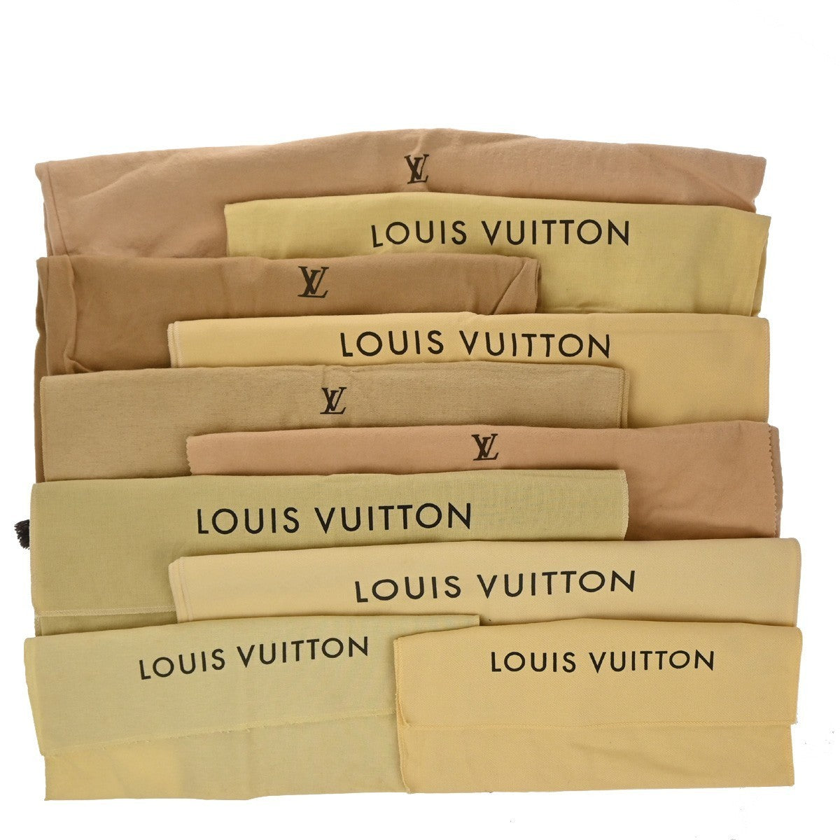 LOUIS VUITTON Logo 10 Set Dust Bag Drawstring Canvas Cotton Beige Brown 09KP188