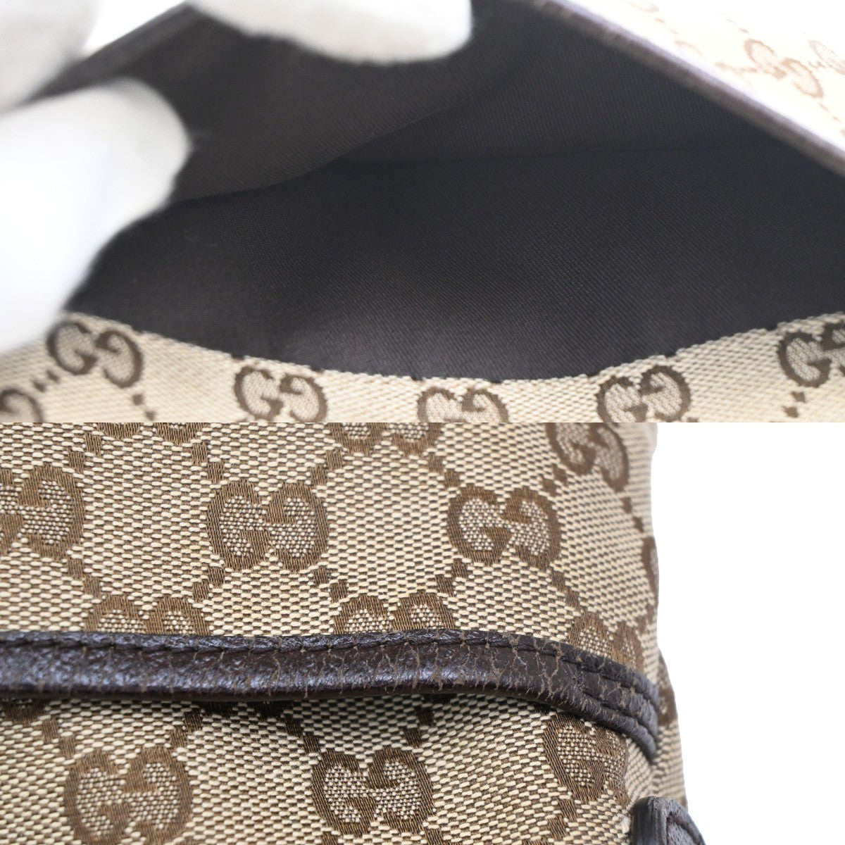 GUCCI Logo GG Pattern Web Messenger Bag Canvas Leather Brown SHW Italy 34KC493