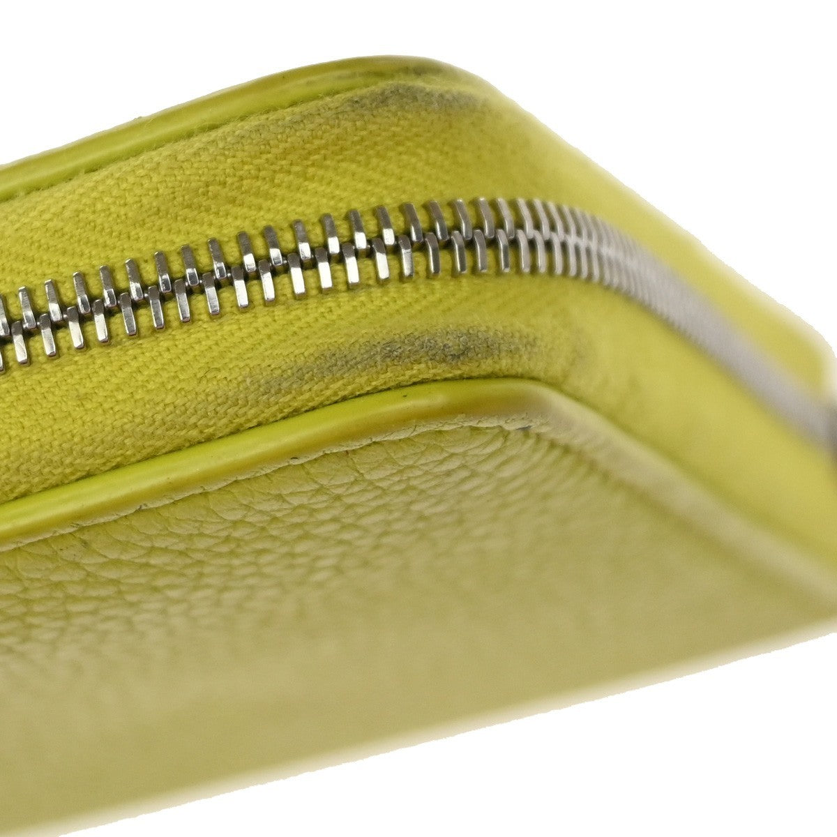 CELINE Logo Zip Around Long Wallet Purse Leather Yellow SHW Italy 66YH956