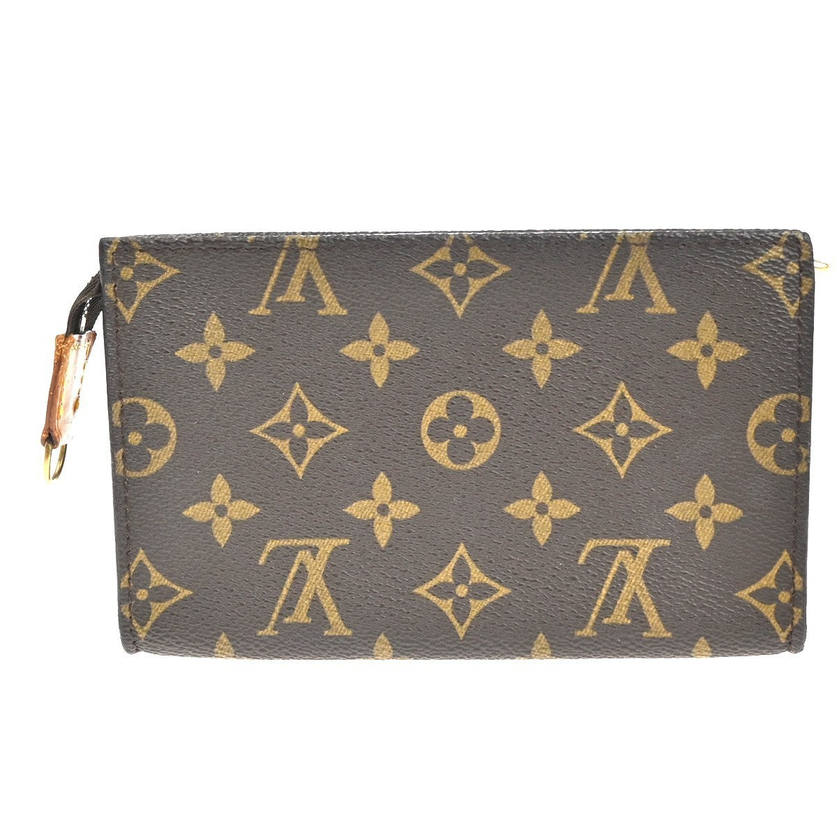 LOUIS VUITTON Logo BUCKET PM Pouch Bag Monogram Leather Brown France  05TA489