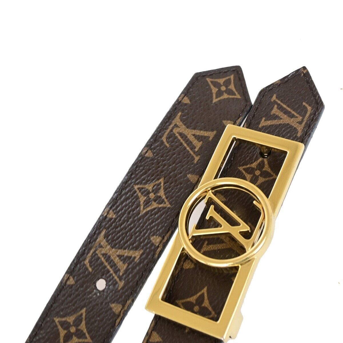 LOUIS VUITTON Dauphine Belt #85 Monogram Leather Brown GHW Spain M0196 39FB176