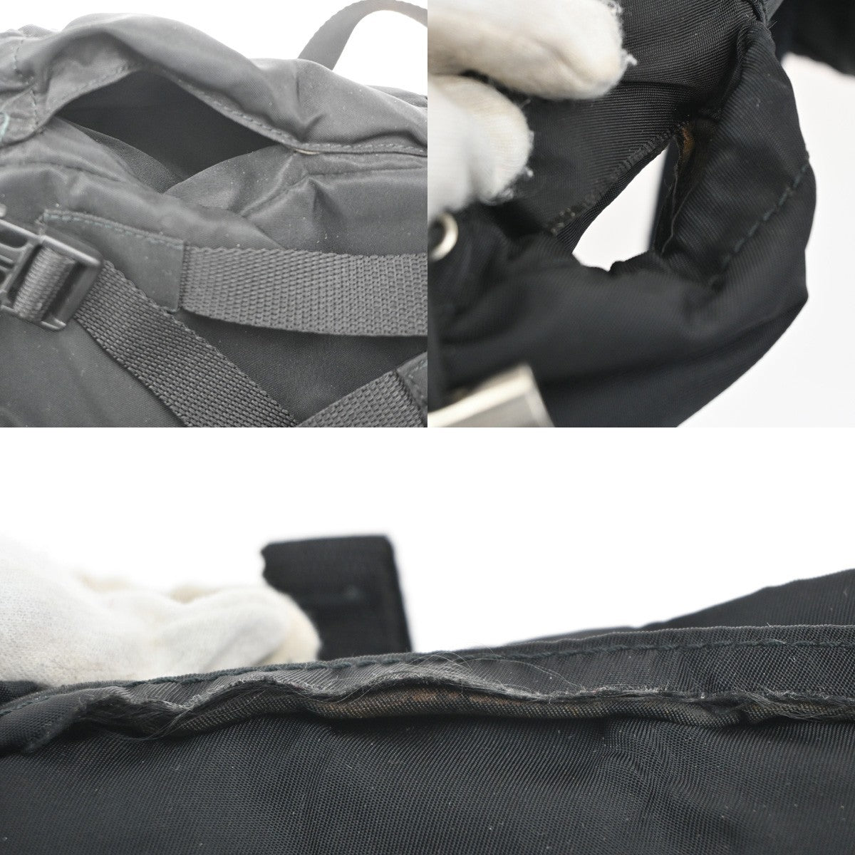PRADA Logo Tessuto Drawstring Back Pack Bag Nylon Canvas Black SHW Italy 34MA458