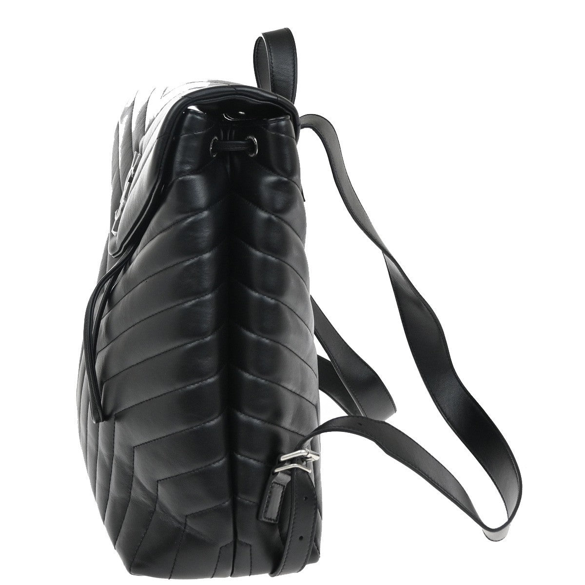 SAINT LAURENT YSL Logo LouLou Backpack Bag Leather Black SHW Italy 652LC599