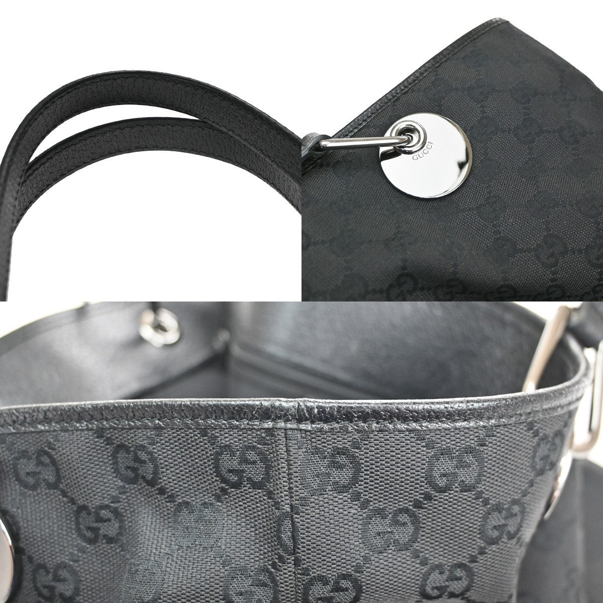 GUCCI GG Pattern Shoulder Tote Handbag Bag Canvas Leather BN SHW Italy 84CB056