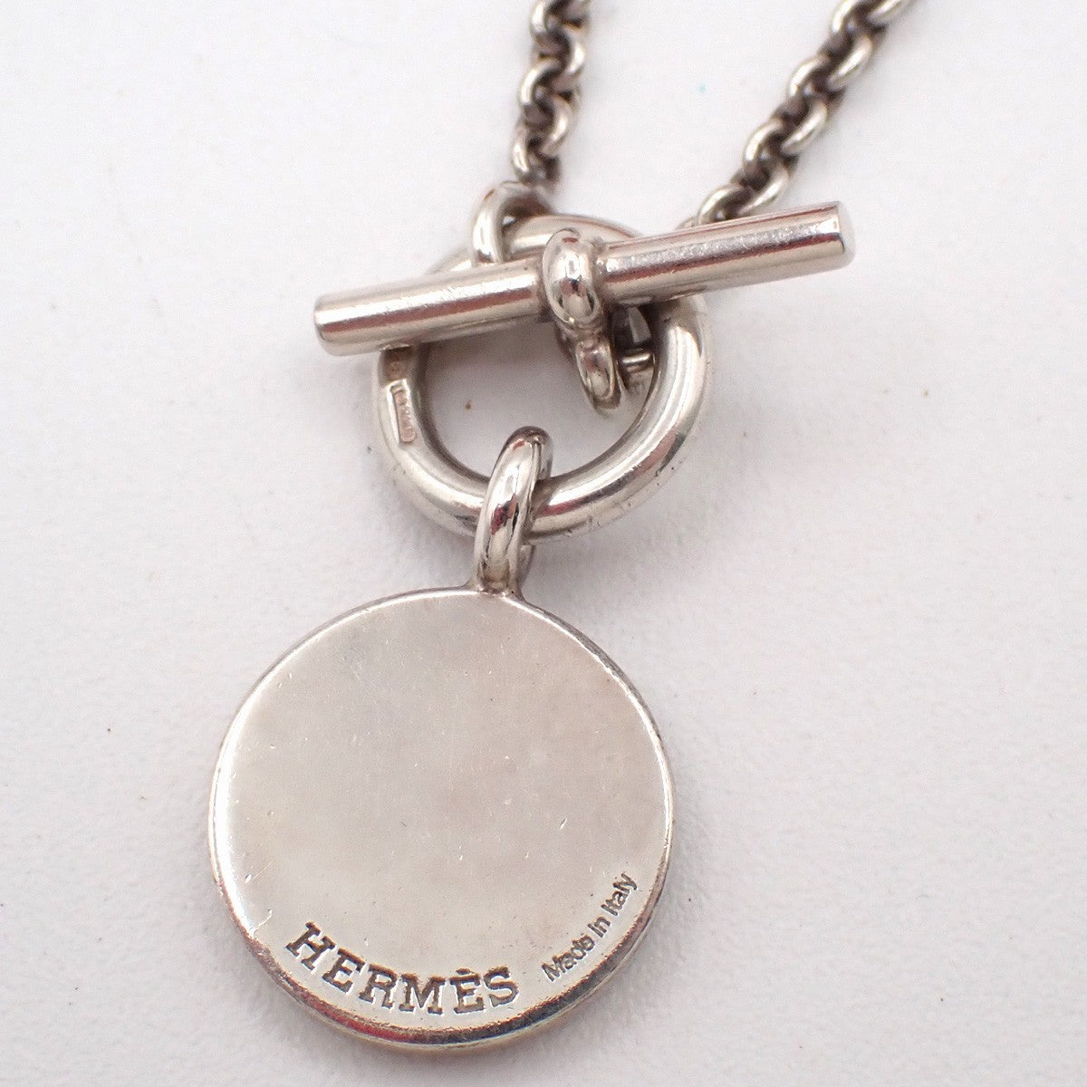 HERMES Amulettes Ex-Libris Pendant Necklace Sellier Silver 925 Italy 77LC635