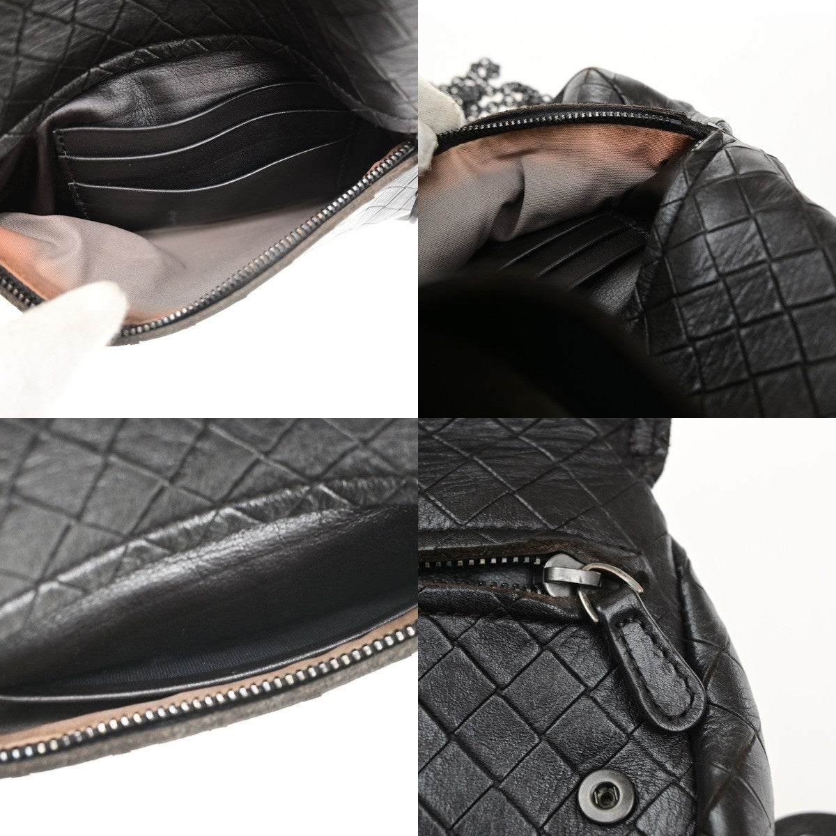 BOTTEGA VENETA Logo Intrecciato Chain Wallet Leather Brown 88CB069