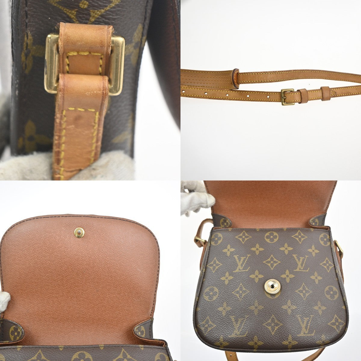 LOUIS VUITTON Saint Cloud MM Shoulder Bag Monogram Leather Brown M51243 34MA375