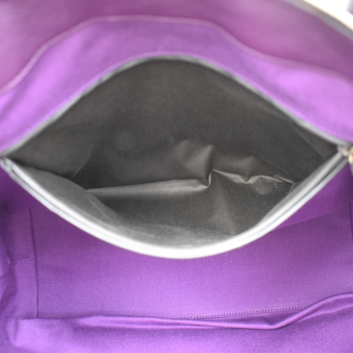 YVES SAINT LAURENT YSL Logo Hand Bag Leather Purple GHW Italy 32EF751