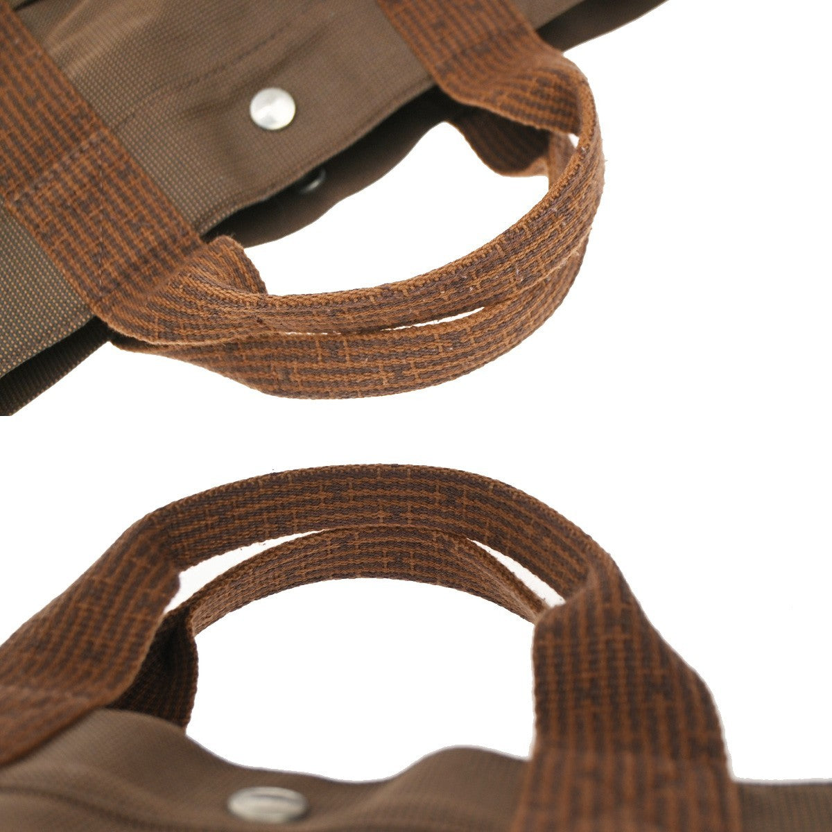 HERMES Her Line Tote MM Hand Tote Bag Canvas Brown France 61EG404