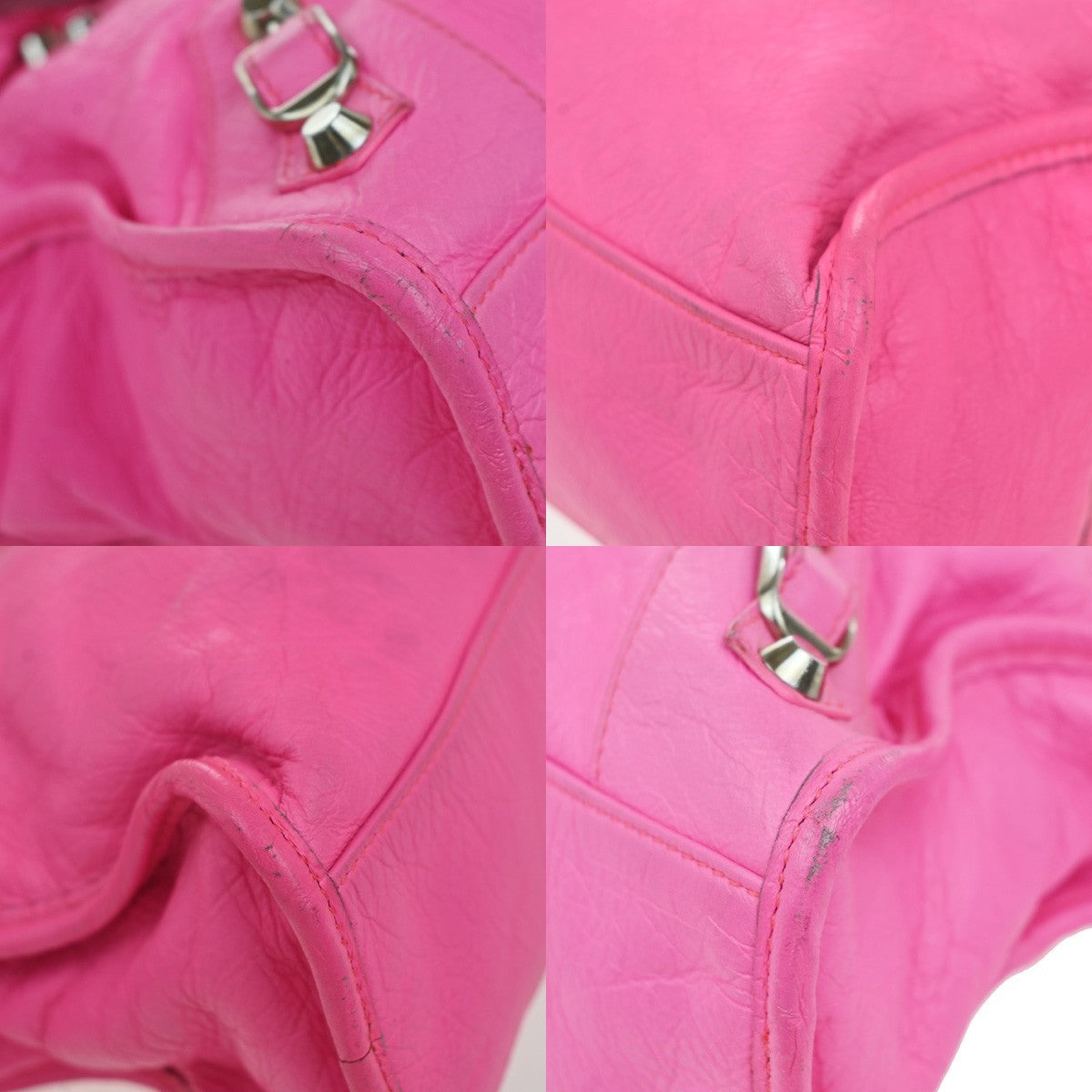 BALENCIAGA City 2Way Shoulder Hand Bag Leather Neon Pink SHW 689RP122