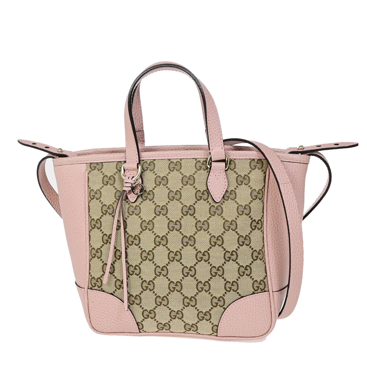 GUCCI Bree GG Pattern 2Way Shoulder Hand Bag Canvas Leather Brown Pink 59RK035