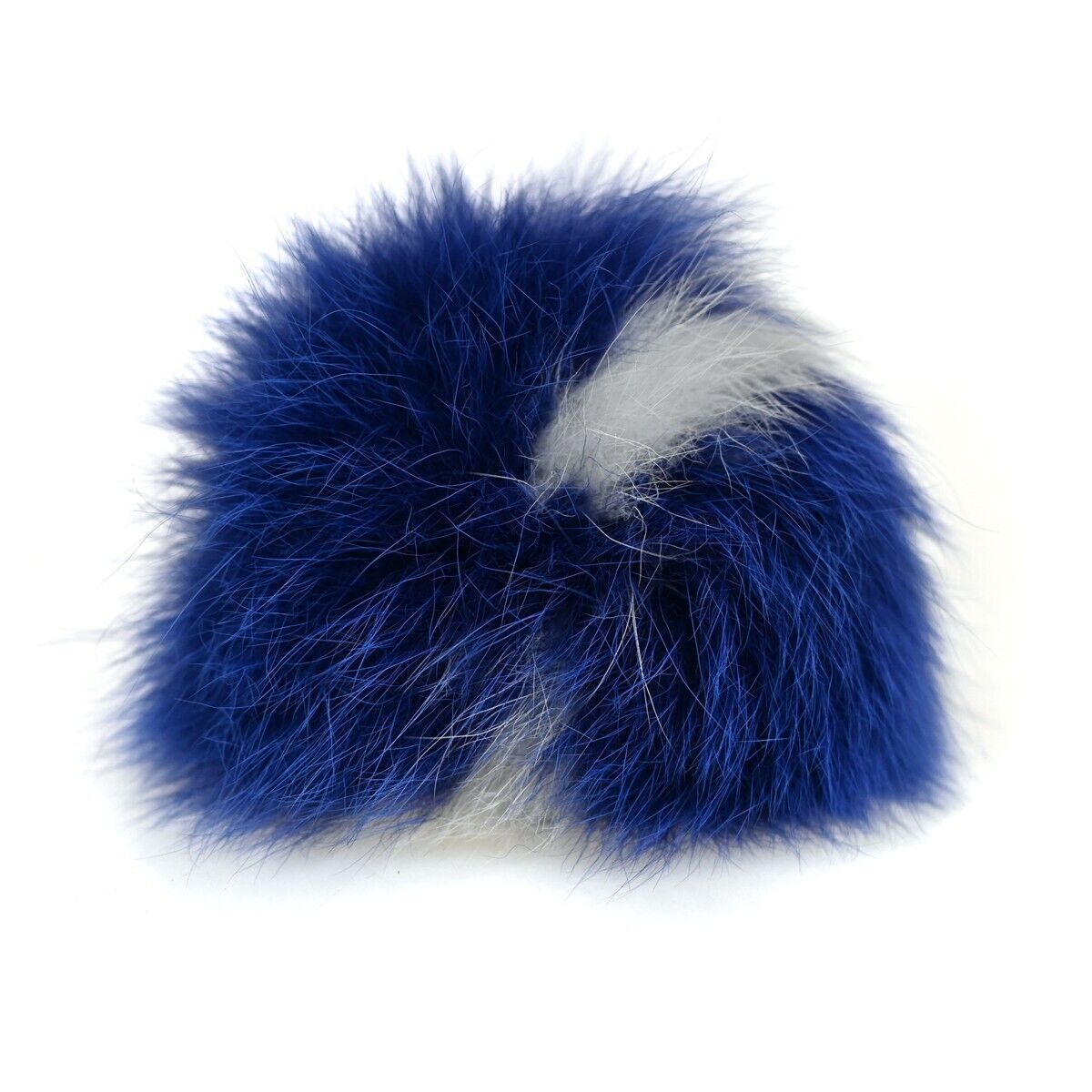 FENDI Logo Pompom Bag Charm Key Chain Fox Fur Leather Bicolor Blue Italy 04GA309