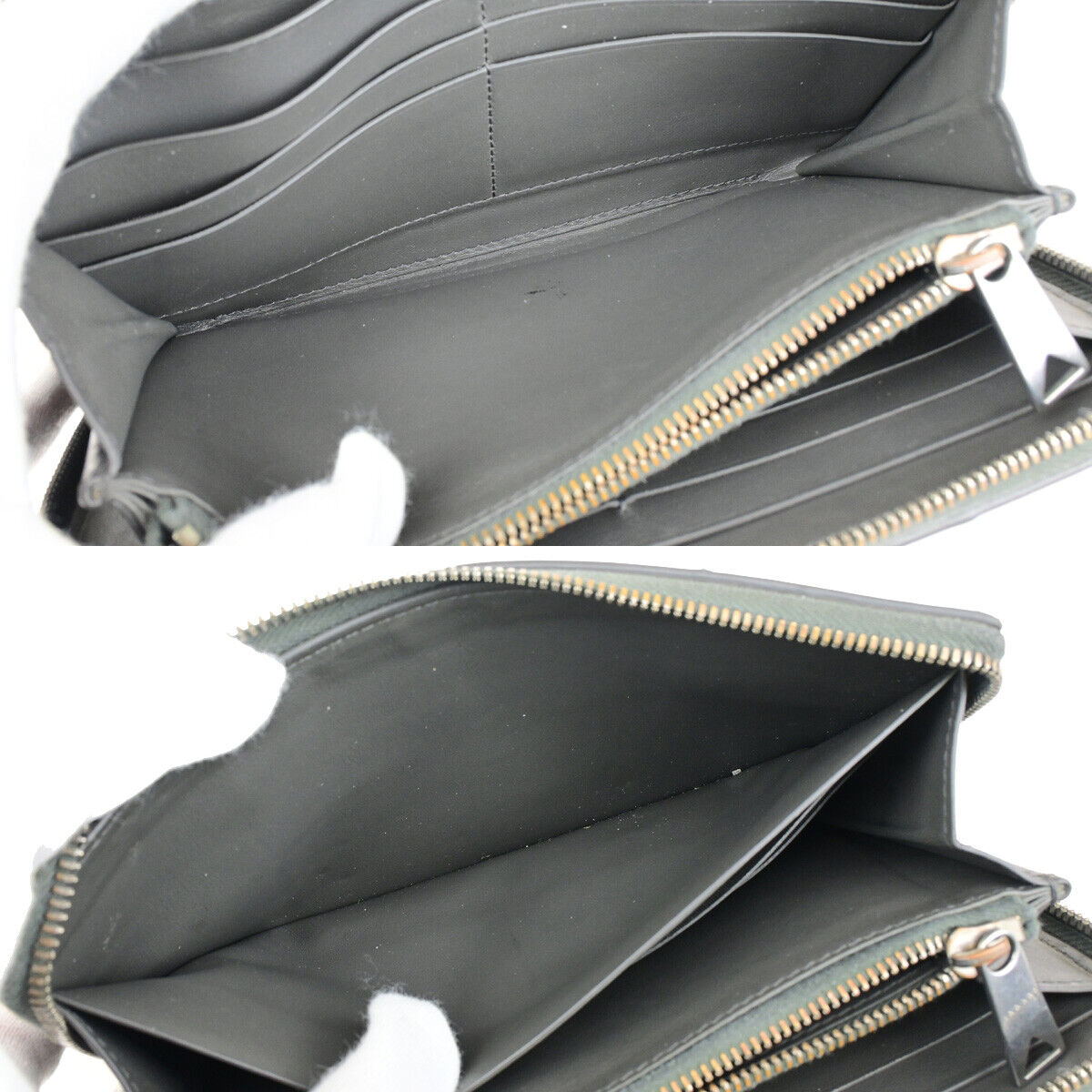 BOTTEGA VENETA Logo Cassette Zip Around Long Wallet Leather Gray Italy 30YG300