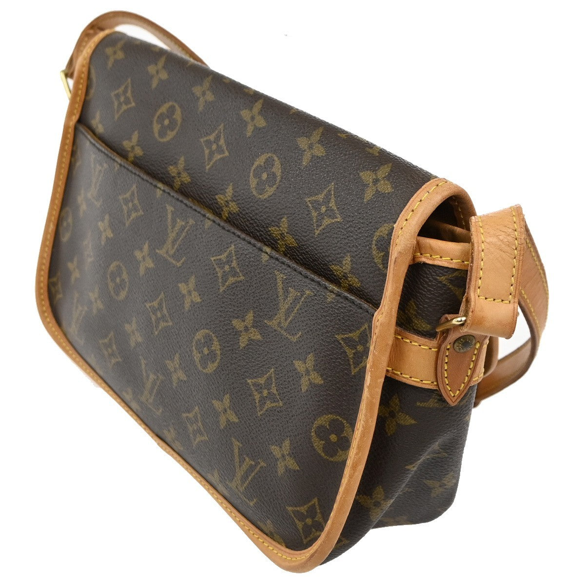 LOUIS VUITTON Logo Sologne Shoulder Bag Monogram Leather Brown M42250 92TA256