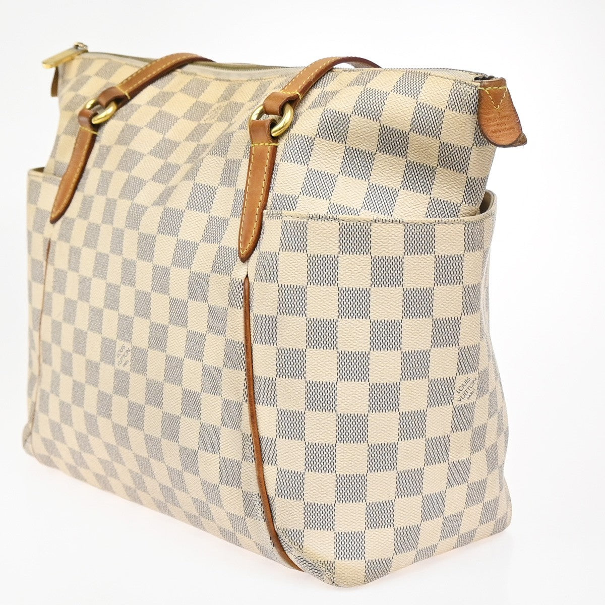 LOUIS VUITTON Totally MM Shoulder Bag Damier Azur Leather White N51262 76ZA274