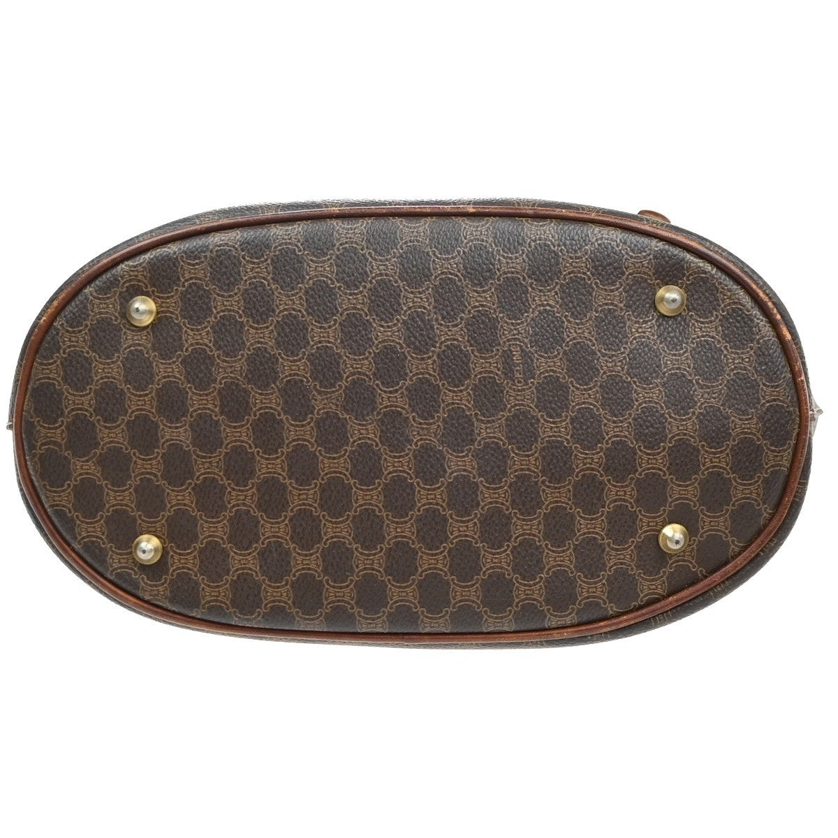 CELINE Logo Macadam Pattern Shoulder Tote Bag PVC Leather Brown GHW 07EG396