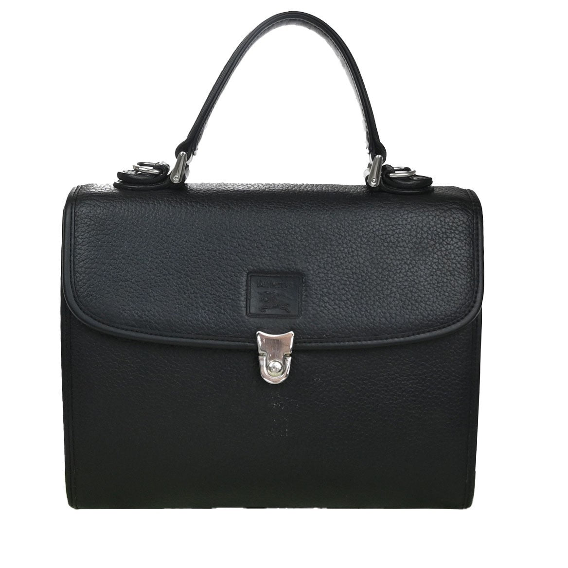 BURBERRYS Logo Nova Check Shoulder Hand Bag Leather Black SHW 67CA860