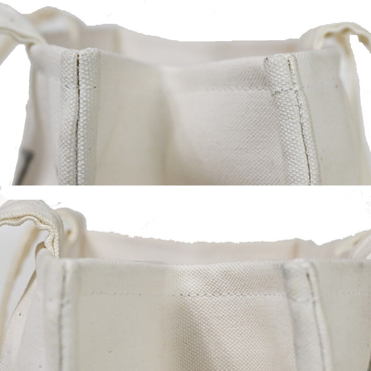 CHANEL CC Logo Shoulder Tote Bag Canvas Leather White Made In Italy 89SH051