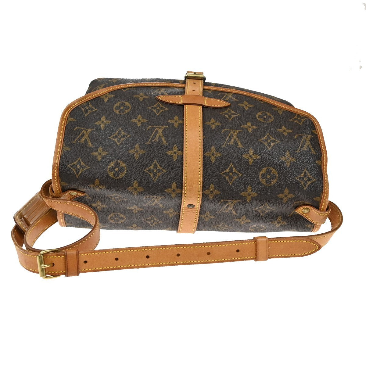 LOUIS VUITTON Logo Saumur 30 Shoulder Bag Monogram Leather Brown M42256 16EE245
