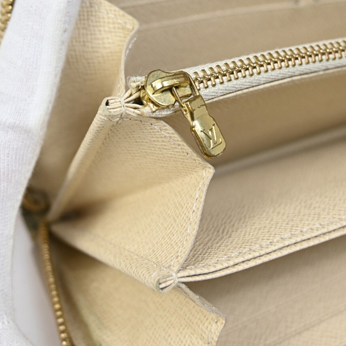 LOUIS VUITTON Long Zippy Wallet Purse Damier Azur Leather White N60019 32SH751