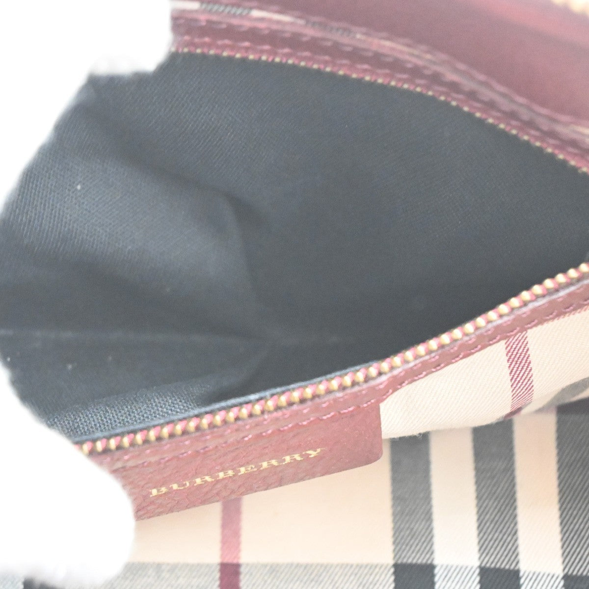 BURBERRY Logo Nova Check Shoulder Bag Patent Leather Red GHW 04CA361