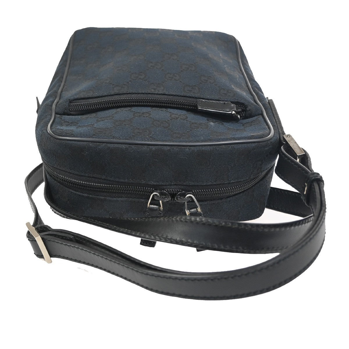 GUCCI Logo GG Pattern Cross Body Shoulder Bag Canvas Leather BE BK Italy 67CA766
