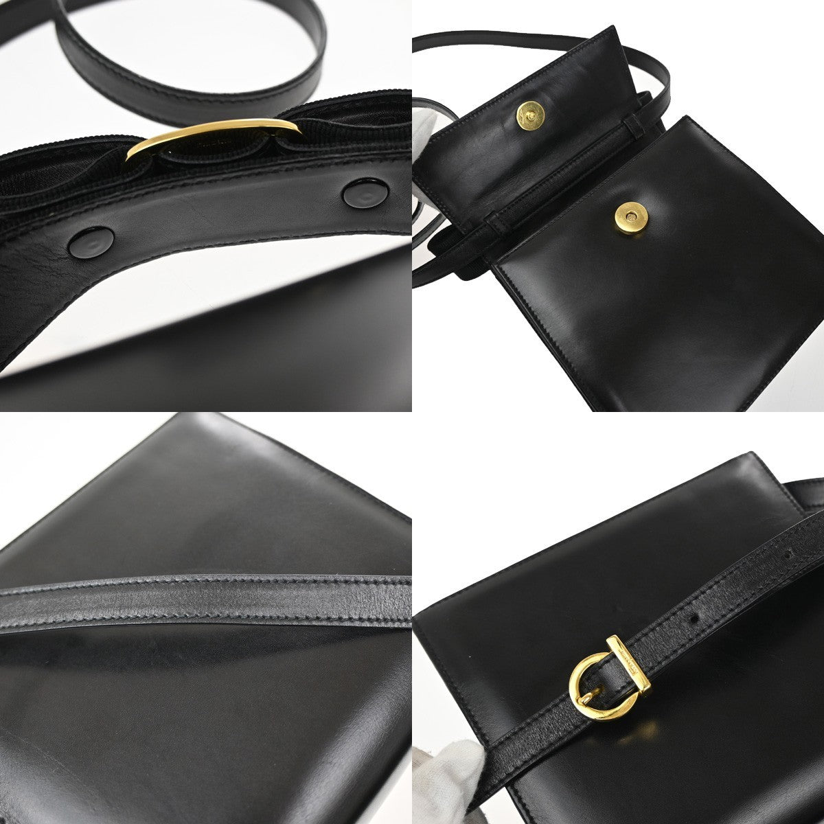 SALVATORE FERRAGAMO Logo Vara 2Way Hand Bag Canvas Leather Black GHW 85YH821