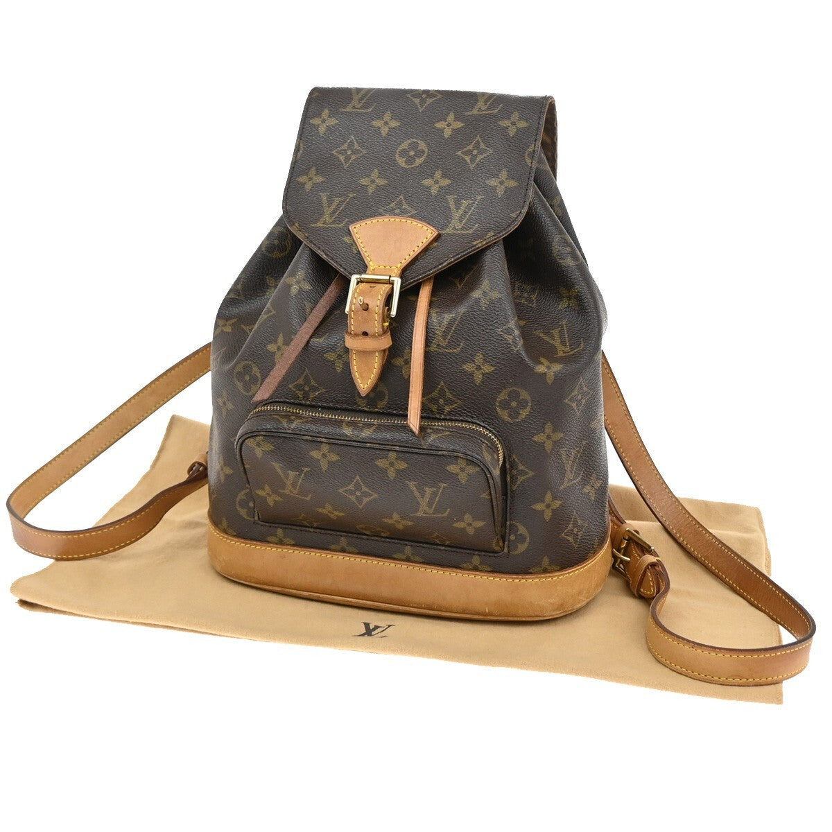 LOUIS VUITTON Montsouris MM Backpack Bag Monogram Leather Brown M51136 97EE233