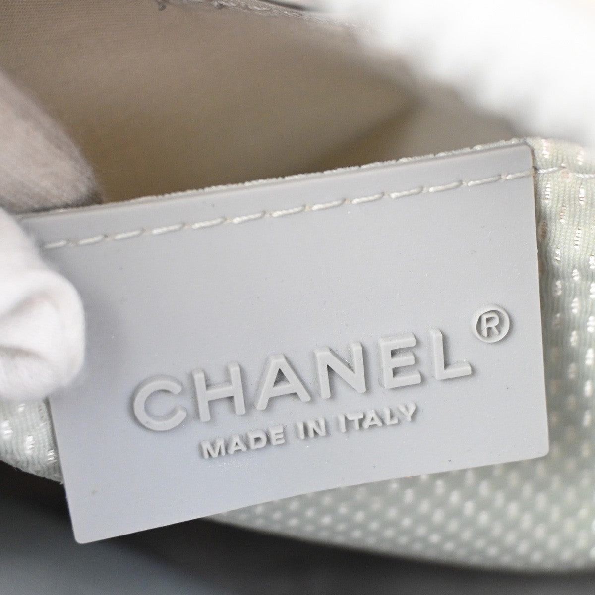 CHANEL CC Logo Sport Line Camellia Shoulder Bag Nylon White SHW Italy 74ZA283