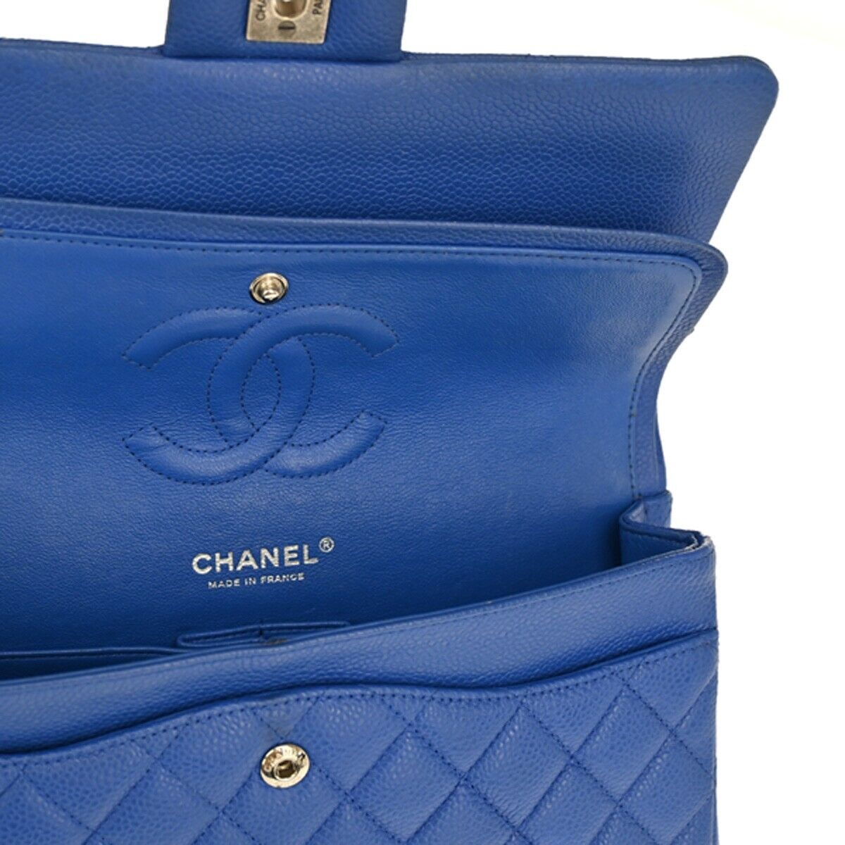 CHANEL CC Matelasse 25 Double Flap Chain Shoulder Bag Cavia Leather BE 990RJ356