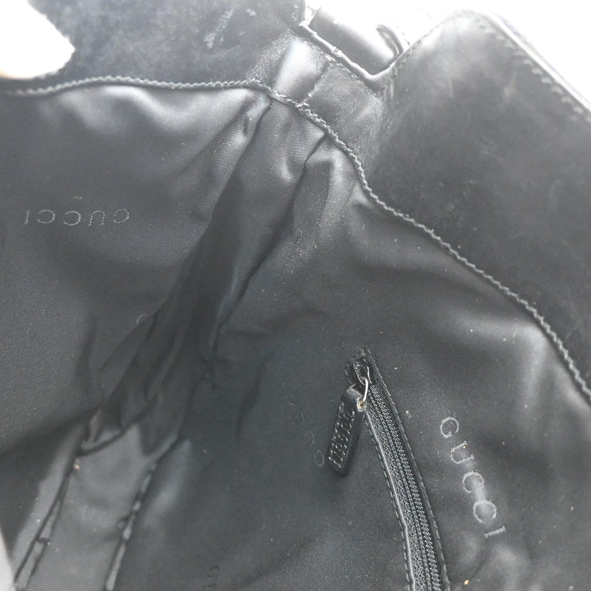 GUCCI GG Pattern Sherry Line Shoulder Bag Canvas Leather Black SHW Italy 32KC939