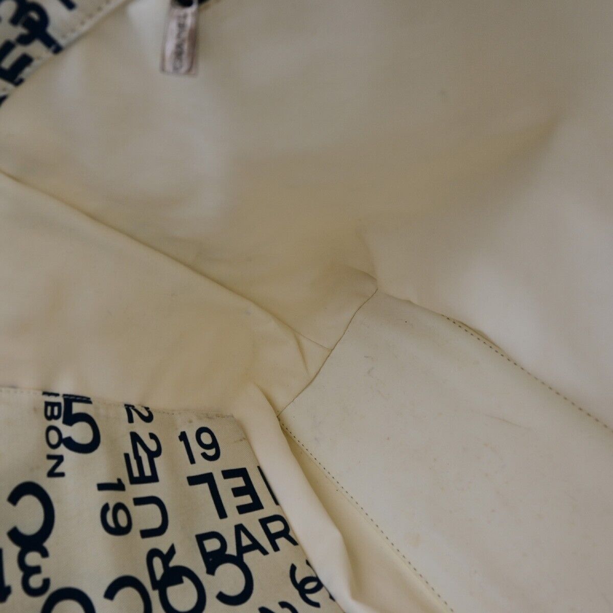 CHANEL Logo By Sea Shoulder Tote Bag Canvas Leather White Blue Italy 85EC913