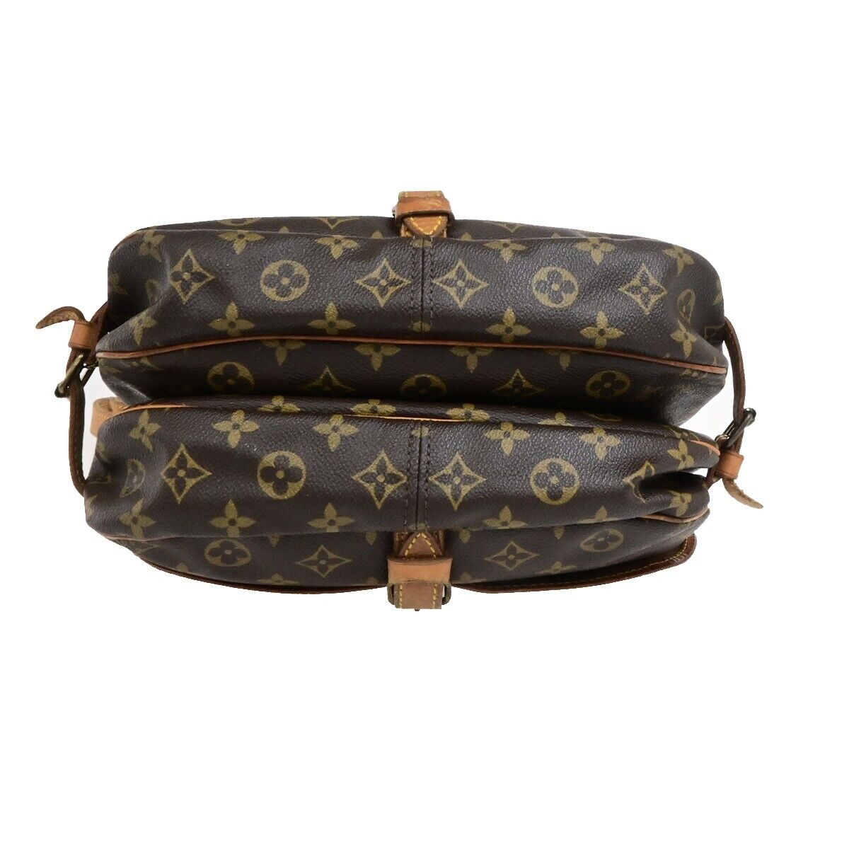 LOUIS VUITTON Logo Saumur 30 Shoulder Bag Monogram Leather Brown M42256 31EE059