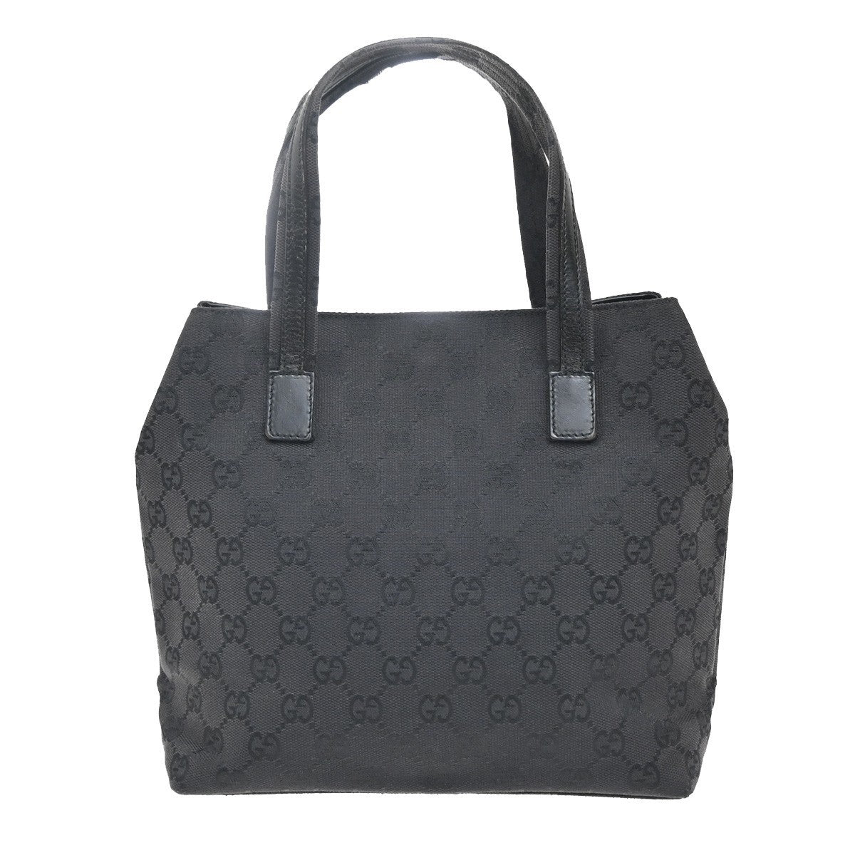 GUCCI Logo GG Pattern Hand Bag Canvas Leather Black SHW Italy 63KP541