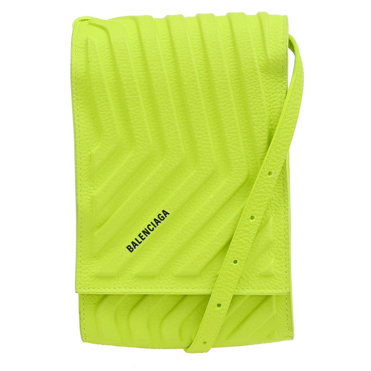 BALENCIAGA Logo Car Phone Holder Mini Shoulder Bag Leather Yellow Italy 34YH975