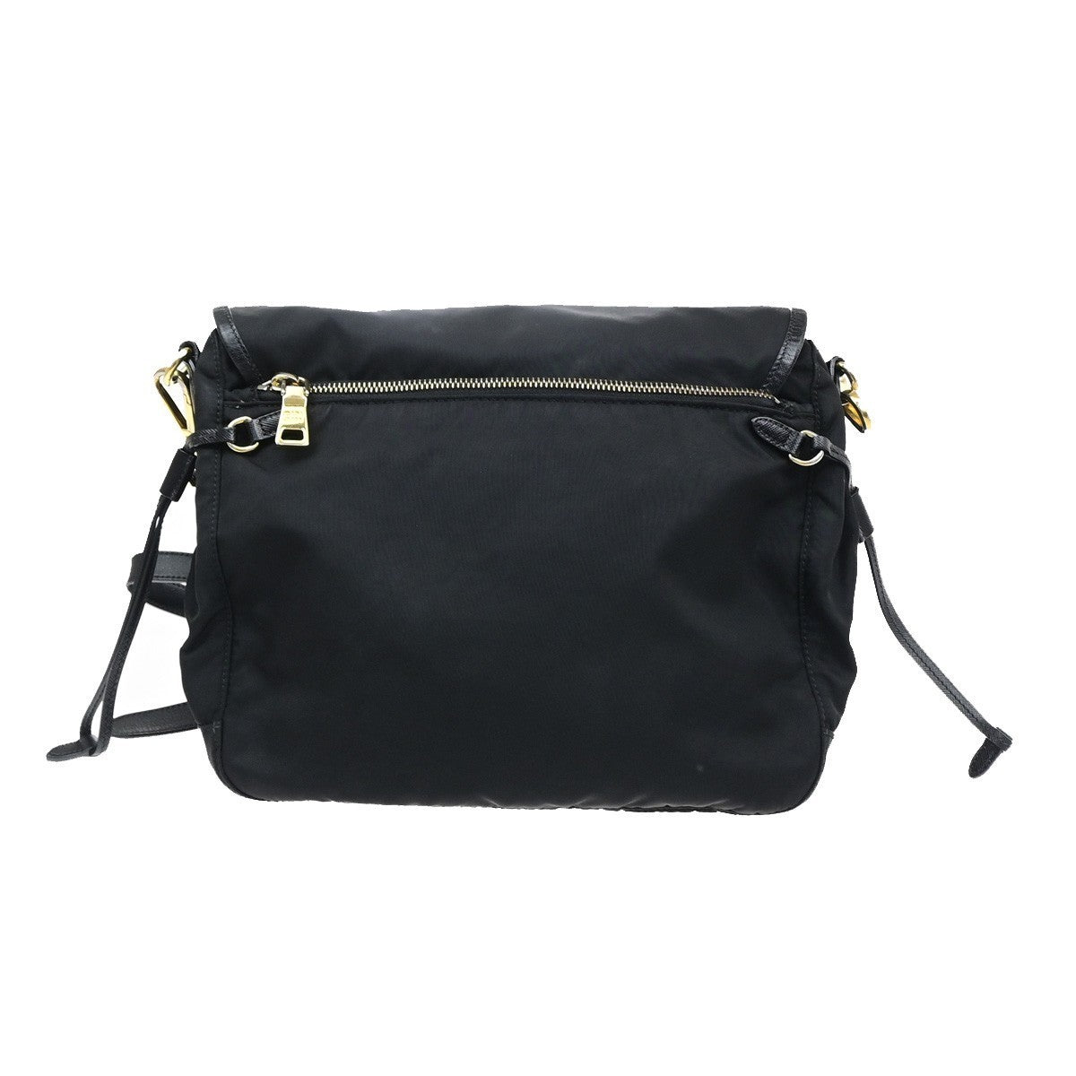 PRADA Logo Tessuto Crossbody Shoulder Bag Nylon Leather Black GHW Italy 76MA710