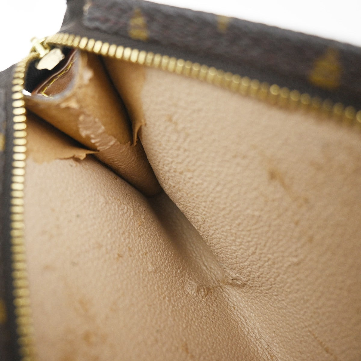 LOUIS VUITTON Logo BUCKET PM Pouch Bag Monogram Leather Brown France 60KP599