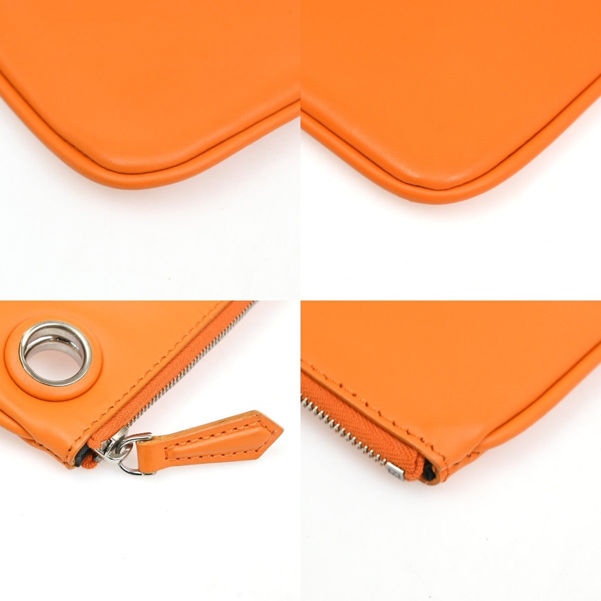 FENDI 3 Set Clutch Pouch Bag Leather Orange Pink Black SHW 34TA570