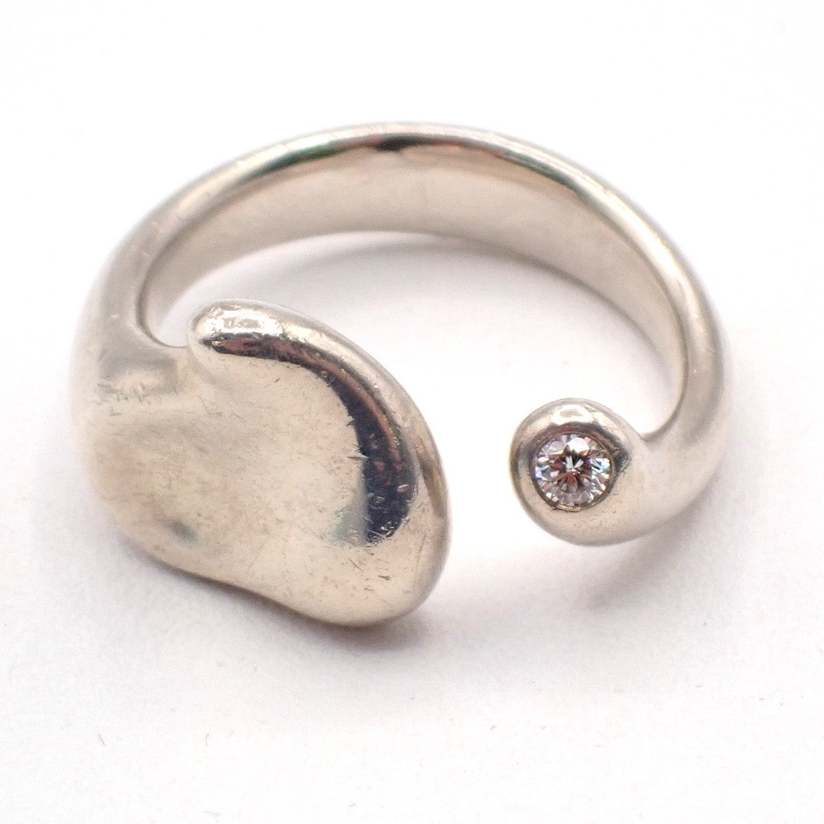 Tiffany & Co. Logo Elsa Peretti Open Heart Ring US Size 6 Silver Ag 925 09KP561
