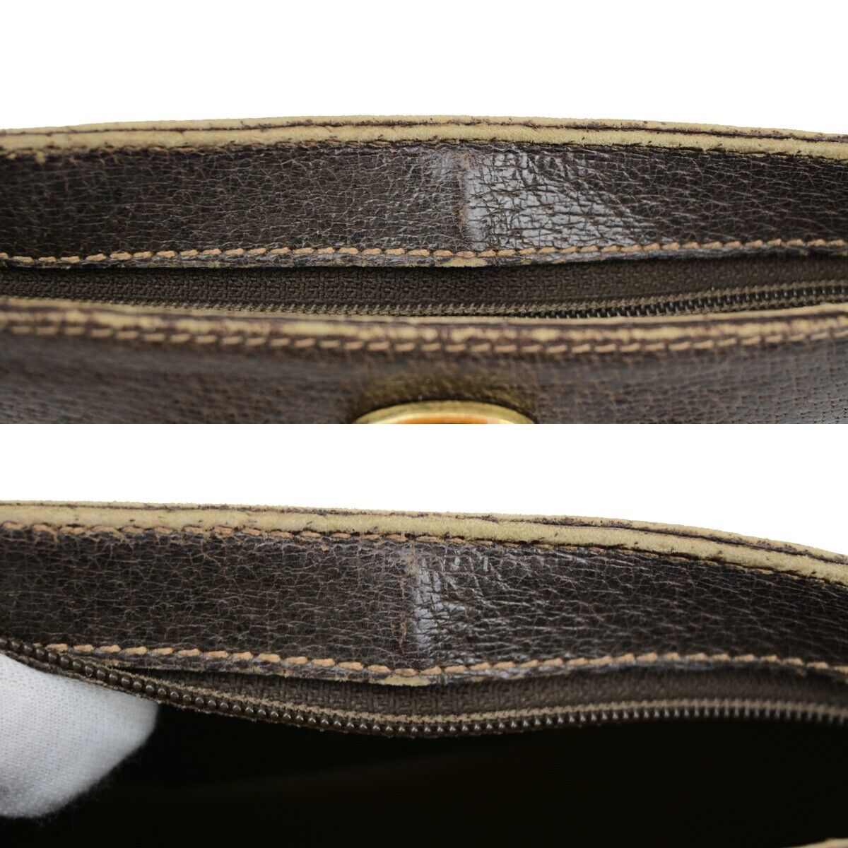 GUCCI Logo GG Pattern Pouch Bag PVC Leather Brown GHW Italy 05SH828