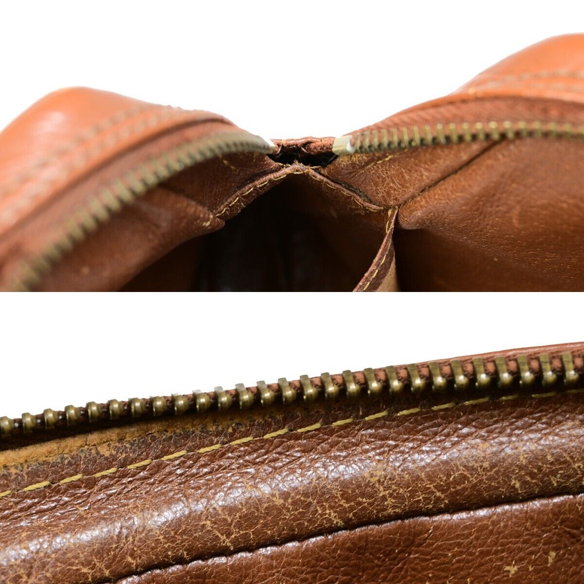 LOUIS VUITTON LV Logo Shoulder Bag Monogram Leather Brown France 04FA759