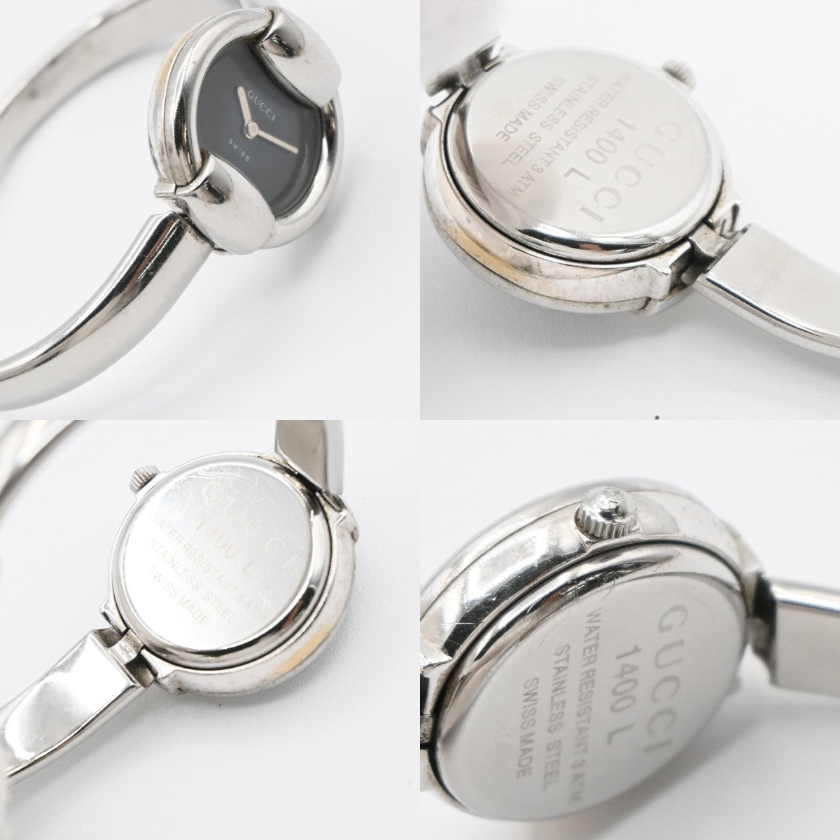 GUCCI 1400L Watch Quartz Bangle Bracelet 25 mm Stainless Steel Silver 02LC586