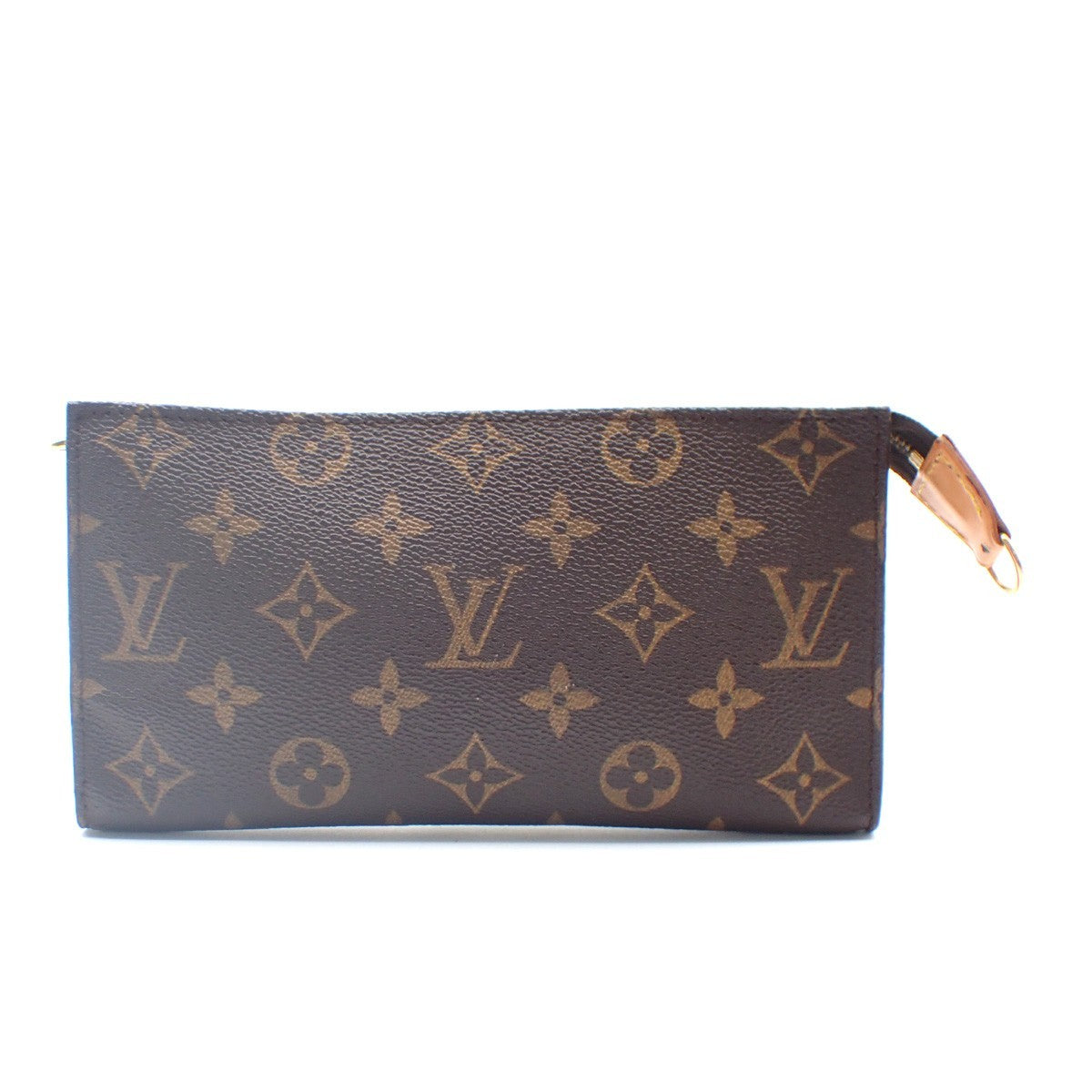LOUIS VUITTON LV Logo Bucket GM Pouch Bag Monogram Leather Brown Gold 05KC807