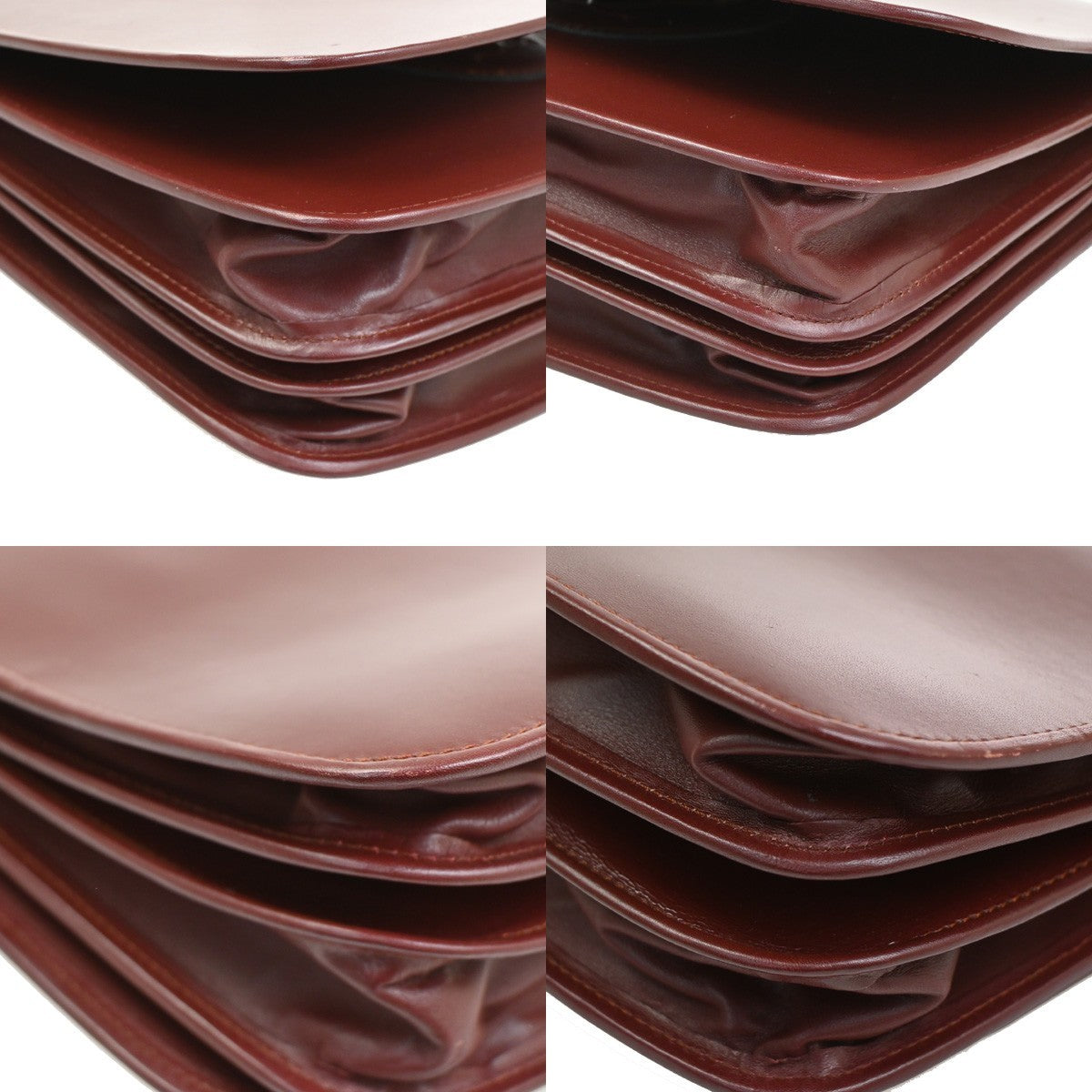 CARTIER Must Line Turn lock Shoulder Bag  Leather Burgundy Red Italy 65CA484