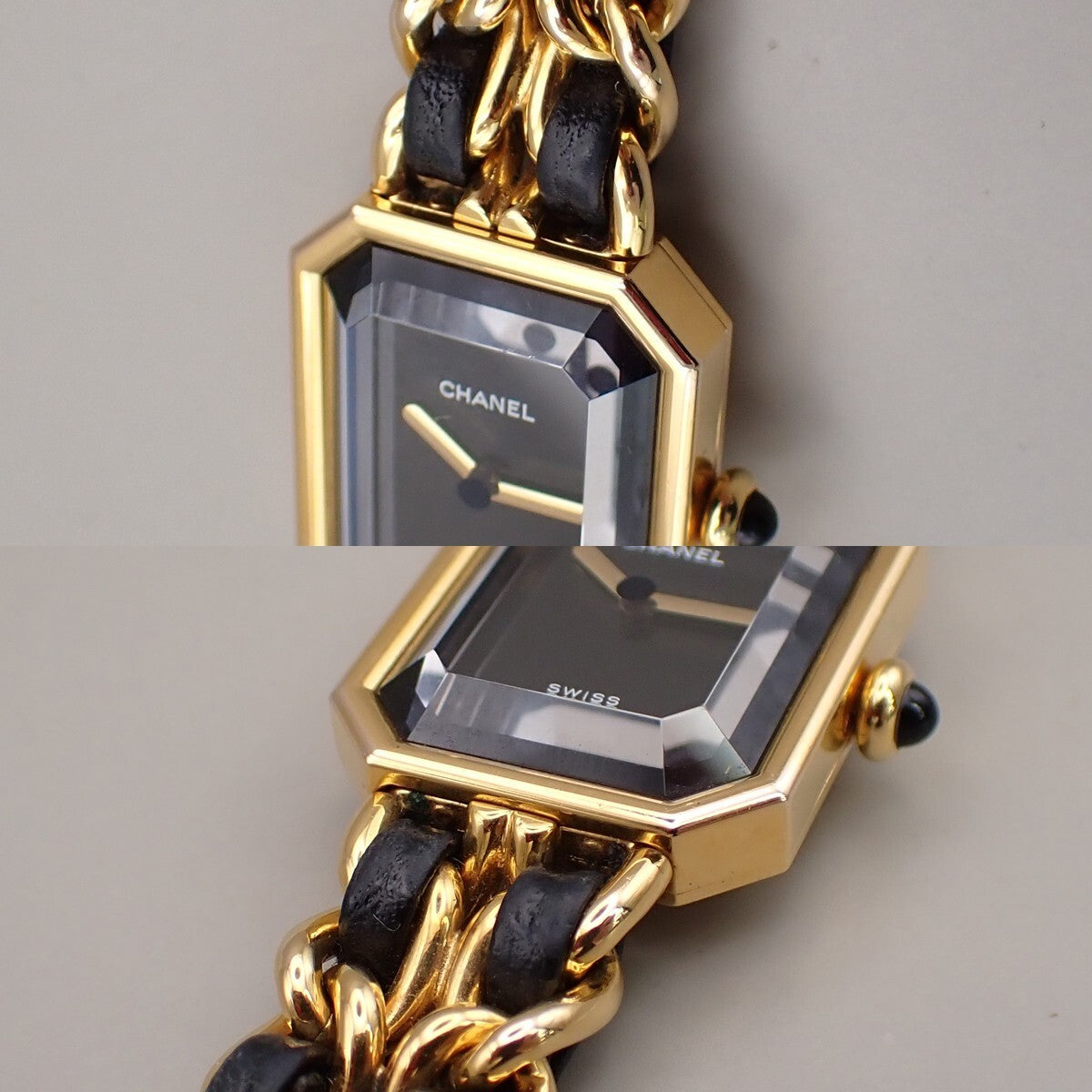 CHANEL Logo Premiere Watch H0001  # L Quartz Gold Plated Leather GHW 690RK949