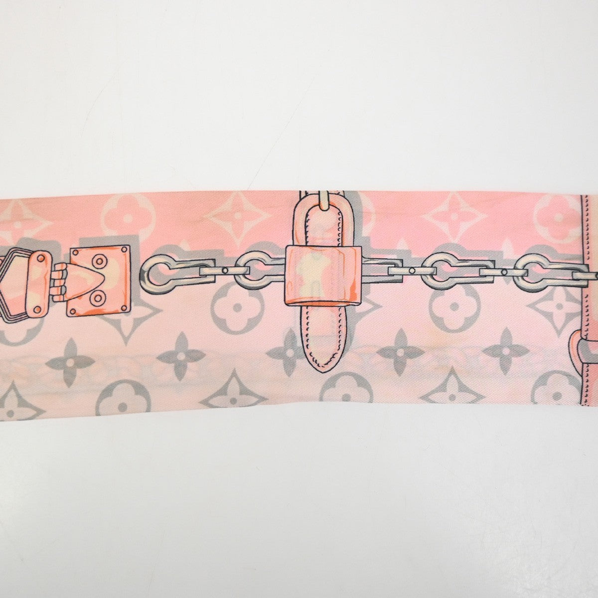 LOUIS VUITTON Monogram Confidential Bandeau Scarf 100% Silk Pink M70637 09MA607