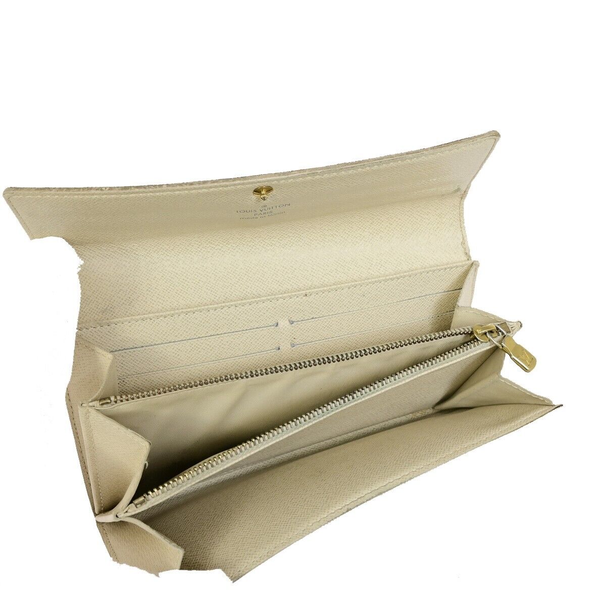 LOUIS VUITTON 3 Set Long Bifold Wallet Damier Ebene Azur Brown White 34YF077